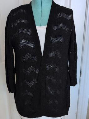 BOGO Croft & Barrow Black Open-Front Chevron Knit Cardigan